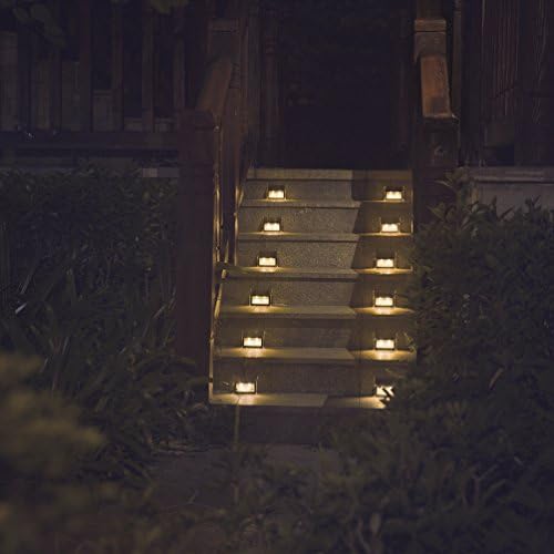XLUX [Warm Light] Solar Lights for Steps Decks Pathway Yard Stairs Fences, LED lamp, Outdoor Waterproof, 6 Pack