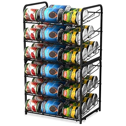 MOOACE Can Rack Organizer 2 Pack, Stacking Can Storage Dispenser for 36 Cans, Can Organizer for Pantry Kitchen Cabinet, Black Cover