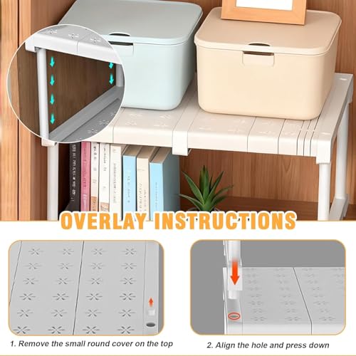 Image of KRLZ Expandable Closet Shelf Divider - Heavy Duty Storage Organiser Rack for Kitchen, Bathroom & Bedroom - Tension Shelf Separator for Efficient Closet Organization
