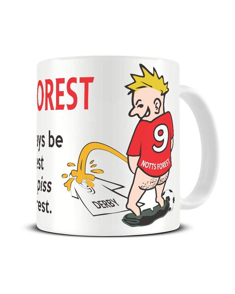 Wee On The Rival's Shirt | Football Fan Rivalry Mugs | Great Funny Gift for a Football Supporter Present Coffee Tea Mug Cup (Nottingham Forest V Derby County) WE20