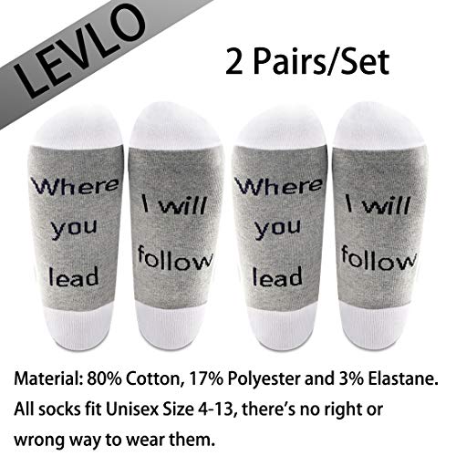 LEVLO Mother Daughter Gift Where You Lead I Will Follow Cotton Socks Friendship Socks2