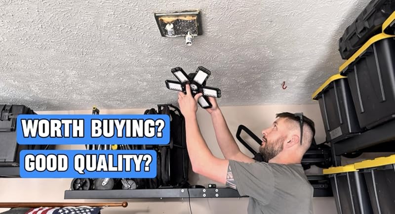 Image of Luyata 2 Pack LED Garage Lights 200W Deformable 20000LM Close to Ceiling Light Fixtures 6500K Ultra Bright LED Shop Light with 6 Adjustable Panels for Work Shop Warehouse Attic