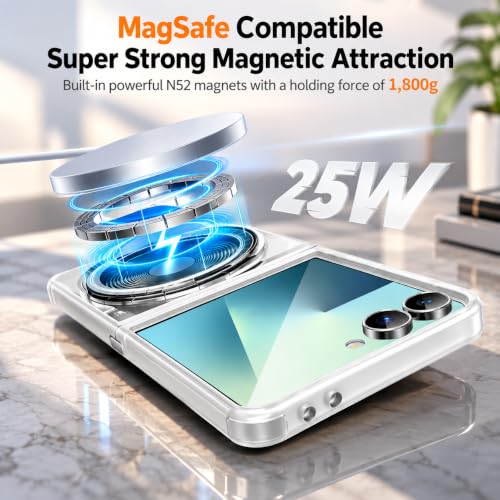 Image of EGOTUDE for Samsung Z Flip 7 Case | Clear Hard Back Cover with 360 Magnetic Rotate Stand