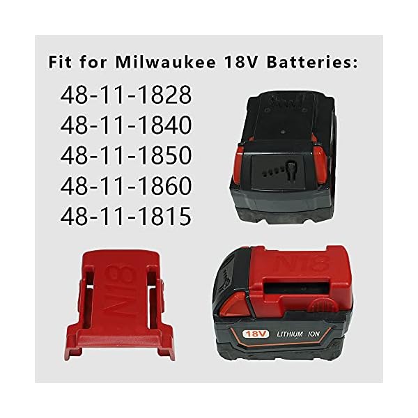 5 Stück Werkzeug Batteriehalter für Milwaukee Li-Ion Akku, Akku Dock Cover Gürtelclip Akku Aufbewahrungsorganizer… – Bild 8