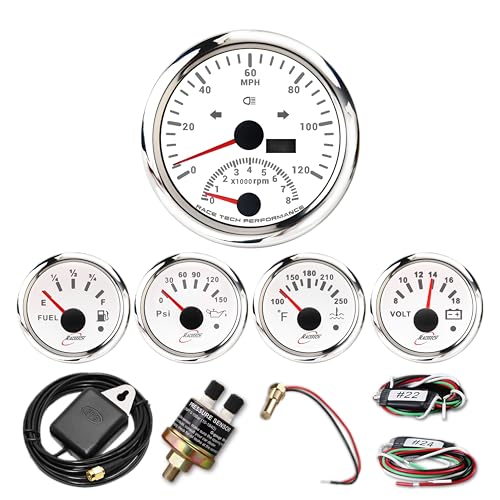 RACETECH 5 Gauge Set 2in1 Speedometer - White Dial