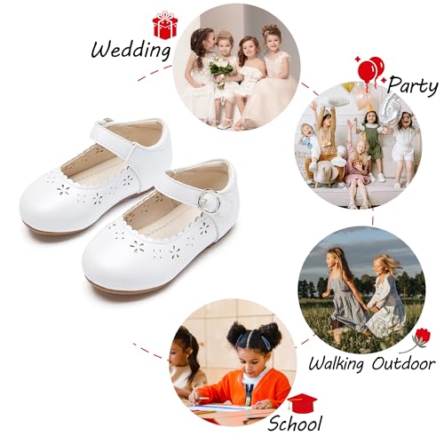Image of PHIRAMIN Toddler Flower Girl Dress Shoes - Little Girl Mary Janes Flats Wedding