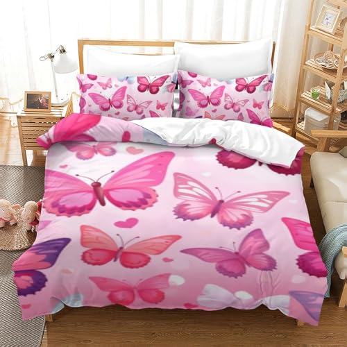 Housse de couette papillon 3D parure de lit facile d'entretien lit simple