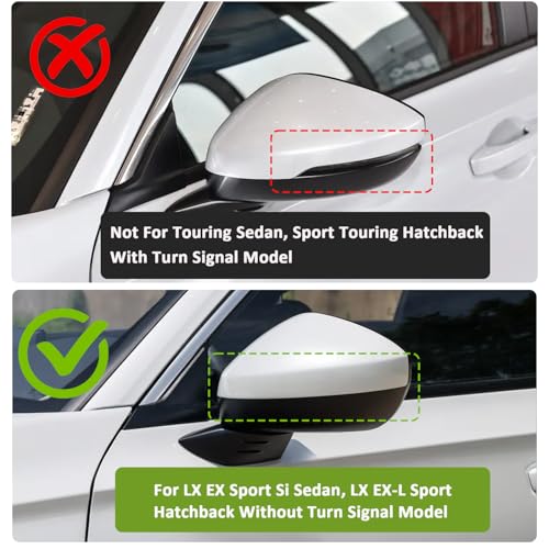 Side Rearview Mirror Covers Cap Compatible with 11th gen Honda Civic 2026 2025 2024 2023 2022 LX EX Sport Si Sedan, LX EX-L Sport Hatchback Without Turn Signal Model (Glossy Black) by FQMY - Used condition - Image 2