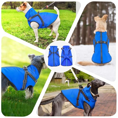 Mosucoirl Dog Raincoat Waterproof Dog Hoodie Reflective Doggie Raincoat Hooded Adjustable Rain Jacket for Small Medium Large Dogs Puppies Doggie Black Red Yellow Green (Blue, M)
