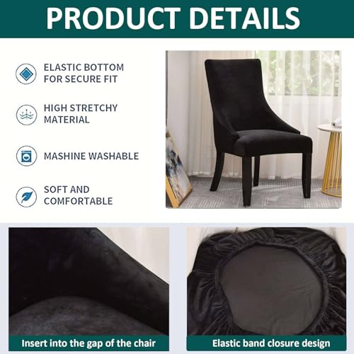 Housse de chaise en velours noir lavable et durable pour intérieur chic - 6