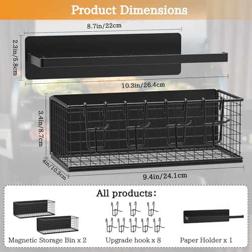 Image of 2 Pack Magnetic Storage Bins and Paper Towel Holder for Traeger Smoker Grills, Suit for Traeger Ironwood 885, Pro Series 34, Pro Series 22, Pro D2 575, Pro 780, Ironwood 650, Z-Grills, Pit boss