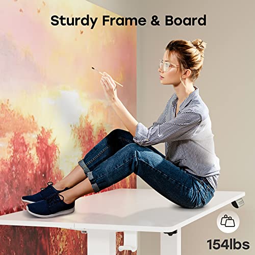 Jylh Joyseeker White Standing Desk, 48 X 24 Inch Adjustable Height Electric Desk, Sit Stand Desk With 2 Hooks, Ergonomic Rising Desk With Memory Controller #TOP2