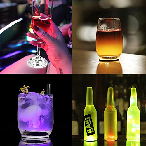 Xfunjoy LED Coaster, LED Sticker Lights, LED Bottle Lights Cup Holder Lights for Wine Liquor Bottle, Bottle Sparklers for Champagne, Party, Bar 12Pcs ,Cold White,Pattern Design - Thumbnail 6