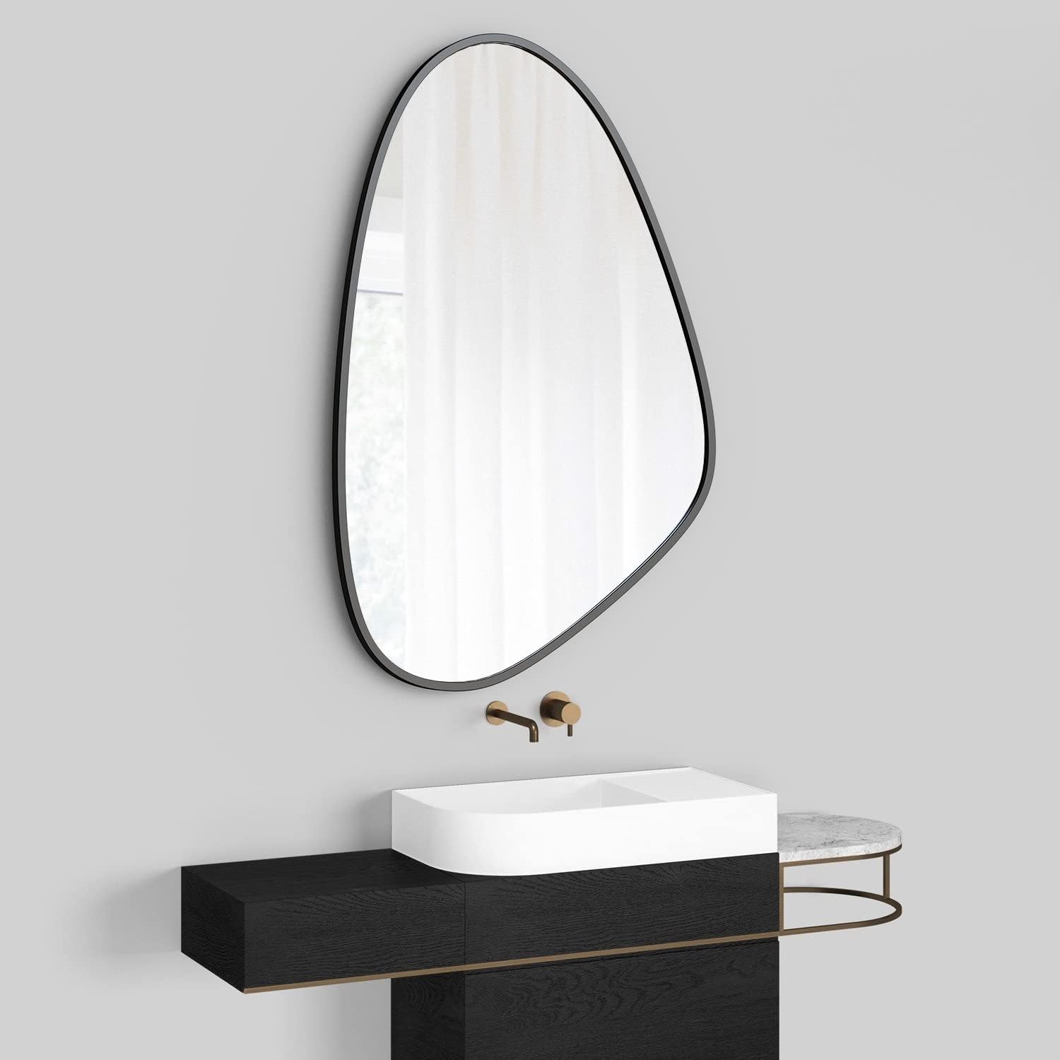 sawsile Irregular Mirror for Decor ,Wood Frame Asymmetrical Wall-Mounted Mirror, Large Vanity Mirror for Wall Decoration, Modern Mirror for Living Room Bedroom Bathroom Entryway Mirror : Home & Kitchen