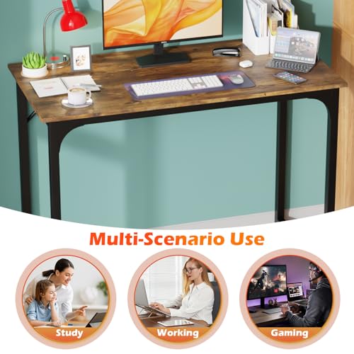 Image of PayLessHere 32 /39 /47 inch Computer Desk Study Writing Table, Adjustable feet, Modern Furniture for Home Office (1, Vintage, 39 inch)