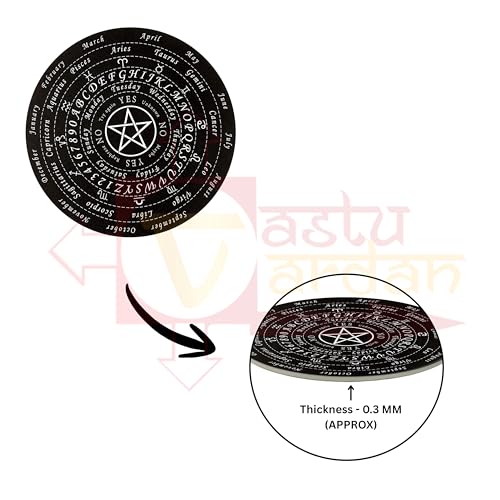 Image of Dowsing Board with Brass Pendulum | 6 Inch Approx | Black Star Board | Metaphysical Message Board | Acrylic Divination | Pendulum Assorted | Pack of 1|