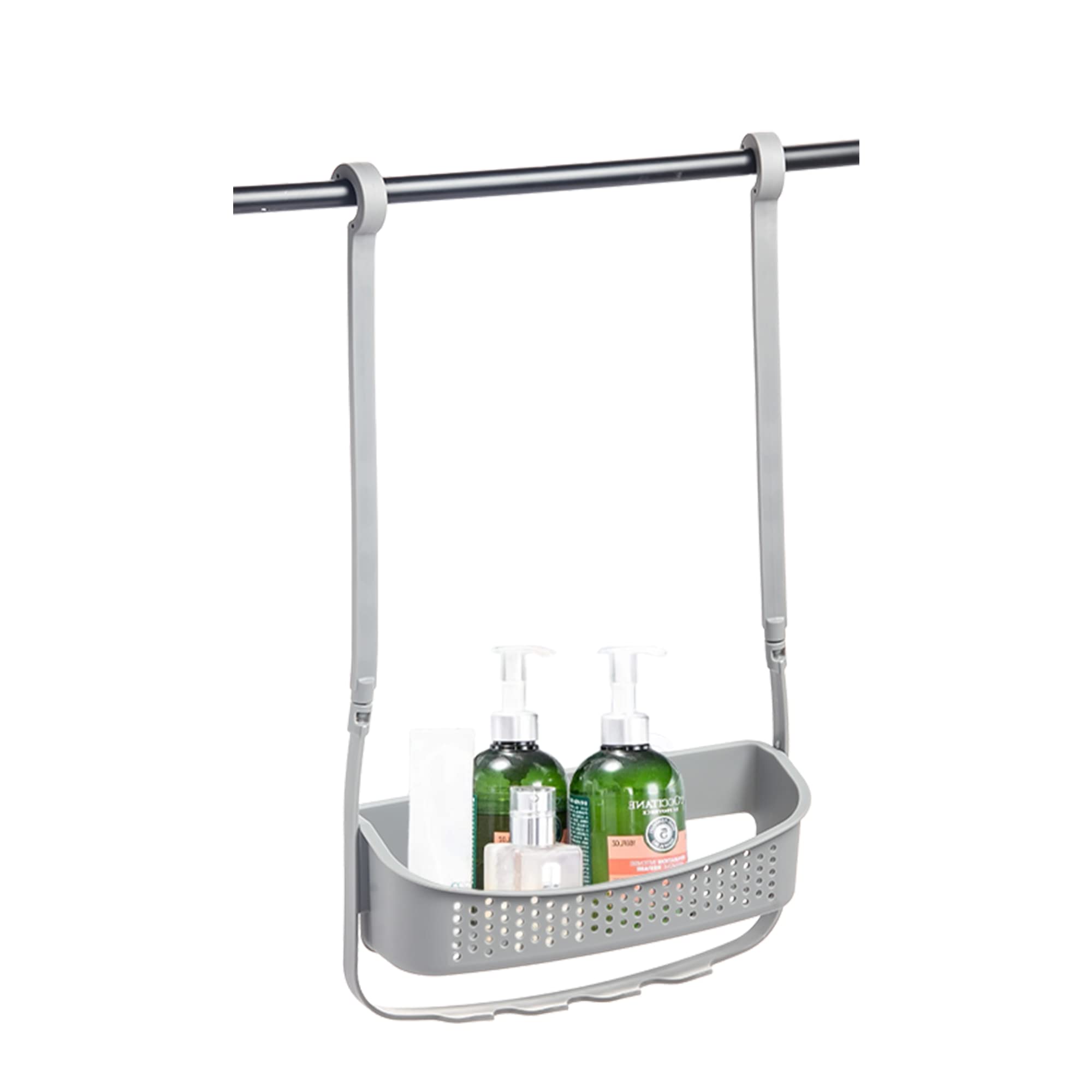 Blue Canyon Hanging Shower Caddy Single Basket, No Drill Bathroom Shelf, Non-Rusting Storage Shelves, Shower Accessory for Bathroom Organisation Shelf, Over Bath Storage Shower Basket (1 Tier Grey)