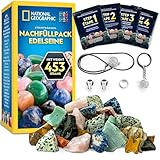 NATIONAL GEOGRAPHIC Nachfüllset für Trommelpolierer – 453 g Rohsteine und Edelsteine zum Polieren, inkl. Amethyst und Quarz – Schleifpulver & Schmuckzubehör