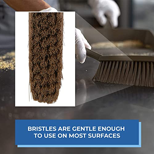 Image of Vikan 458766 Bench Cleaning Brush, Polypropylene /Polyester Soft Bristle Dustpan Brush & Sweeper With Handle, 14-Inch, Brown
