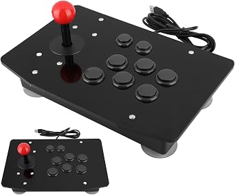 Arcade Joystick, USB Arcade Fighting Stick Street Rocker Fighter Handle Button Controller with Acrylic Panel DIY Game Controller Replacement Parts Adjustable Competition Style