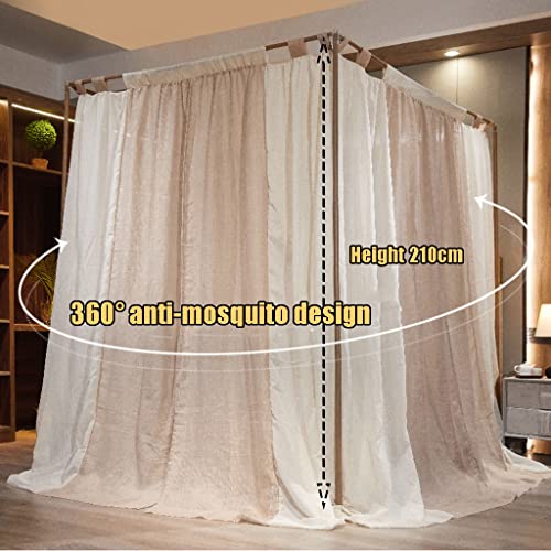 Dosel de cama para dormitorio con mosquitero doble de lino A1 4