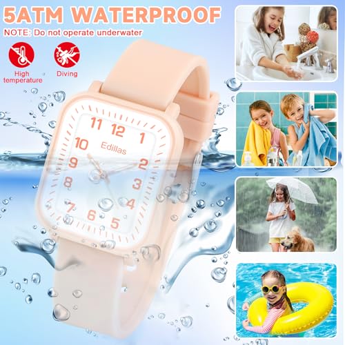 Image of Edillas Kids Teens Watch Analog Girls Boys, Waterproof Stylish Watch for Children,Students with Soft Silicone Strap for Kids Teens 4-16 Years Old