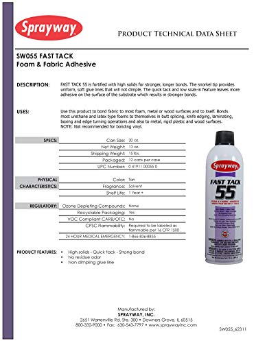 Sprayway Sw055 Fast Tack Foam And Fabric Adhesive, 13 Oz, 1 Pack #TOP1