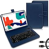 UC-Express Tablet Tasche kompatibel mit Acepad A14 A145 A140 A130 A121 A12X A101 Tastatur Hülle Bluetooth Keyboard Hülle QWERTZ Standfunktion Cover, Motiv:Blau
