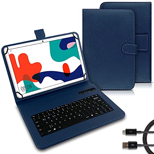 UC-Express Tablet Tasche kompatibel mit Acepad A14 A145 A140 A130 A121 A12X A101 Tastatur Hülle Bluetooth Keyboard Hülle QWERTZ Standfunktion Cover, Motiv:Blau