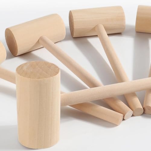 Miniatura 8 de Paquete de 6 martillos de mariscos grandes de madera para agrietar cangrejo, langosta y mariscos, martillo de madera para romper, chocolate y corazón