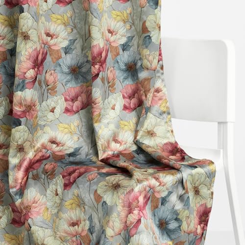 Image of haus & kinder Blackout Window Curtains 5 Feet Long Pack of 2 Window Curtains, 5 Feet Curtains for Window, 100% Room Darkening (Floral Canvas, 114x152 CM)