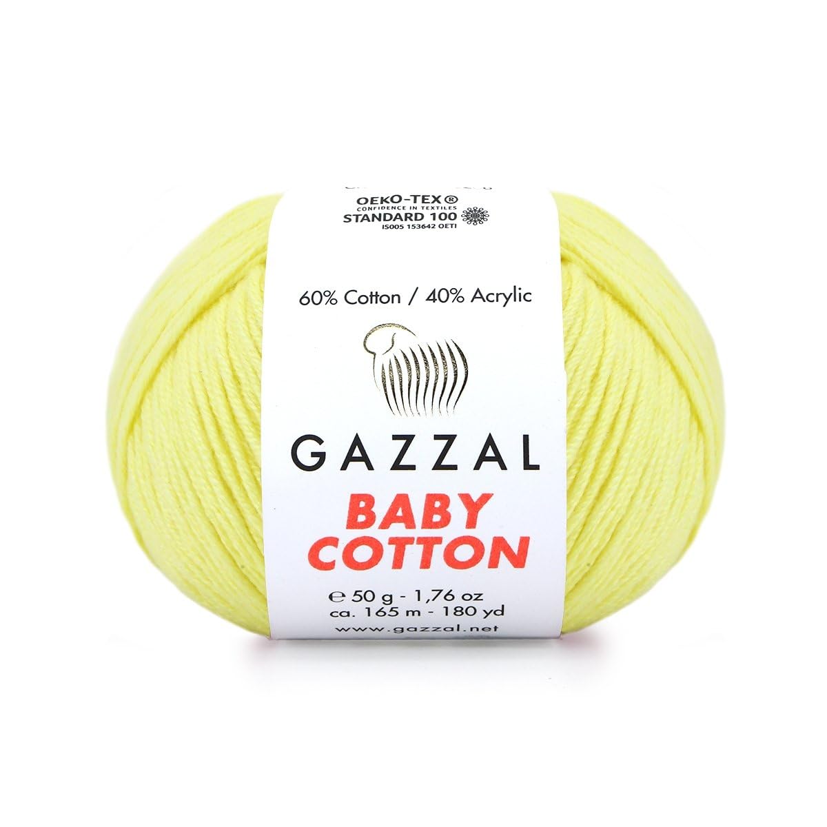 Baby Cotton Yarn, 165m, 50g, Soft Amigurumi Doll Animal, Crochet Knitting Thread Gazzal (Lemon 3413) โ image 1