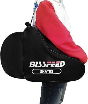 Roller Skate Boot Bag for Adults Kids Storage Bag Portable Waterproof Durable Shoulder Bag Ice Skate Packsack Mesh Breathable Inline Skate Shoe Storage Case for Kids Sports Bag Black Unisex