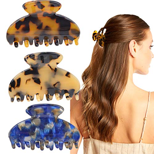 3PCS Claw Clips Tortoise Shell Hair Clips Medium French Design Strong Hold for Thick Hair Women Girls