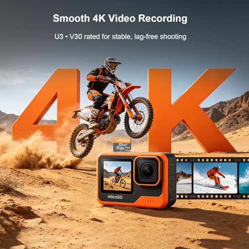 Image of 2-Pack 32GB Micro SD Card with Adapter, High Speed U3 C10 V30 SDXC Memory Card Up to 100MB /s, 4K Video Recording for GoPro, Smartphone, Camera, Tablet, Dash Cam