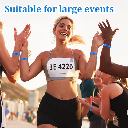 Image of Henoyso 600 Pcs Blue Plastic Wristbands for Events Vinyl Waterproof Pool Wristbands Neon Color Plastic Bracelet for Party Events Arm Band Identification for Concerts Carnivals