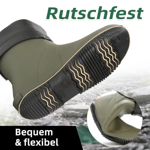YorFotMae Midshaft Rain Boots Women, Waterproof Rubber Boots Men, Mid-Height Anti-Slip Lightweight Garden Shoes, Mid Calf Water Boots with Adjustable Buckle, Durable Fishing Boots Outdoor2