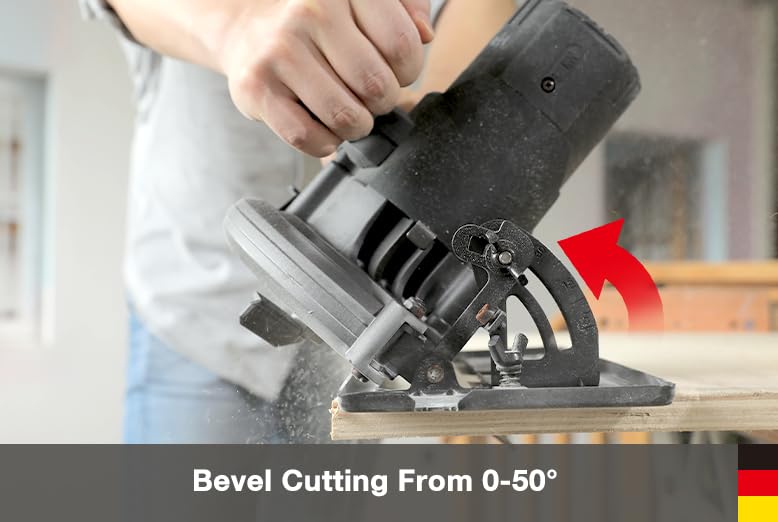 Image of Kress KU420 1400W 185mm Circular Saw | Heavy-Duty Electric Saw with 5200 RPM Speed, 64mm Cutting Depth, Bevel Cuts & Magnesium Shoe | Tool-Free Blade Change with Parallel Guide & Spanner