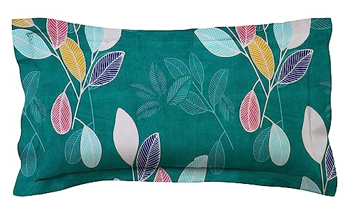 Image of VAS Collections Premium 3D Printed 144 TC Microfiber Single Bedsheet with 1 Pillow Covers (220X152 cm) Dark Green & White
