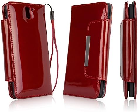 OnePlus One Case, BoxWave [Patent Leather Clutch Case] Vegan Leather Wristlet / Wallet Cover for OnePlus One - Ruby