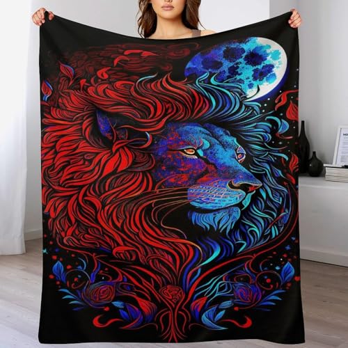 AAPZY Löwe Anime-Charaktere Decke Decke Flannel Sofadecke Strandtuch Teppich Picknickdecke Weich und Plüsch Umhang Für Schlafzimmer, Alle Jahreszeiten （180×200cm）