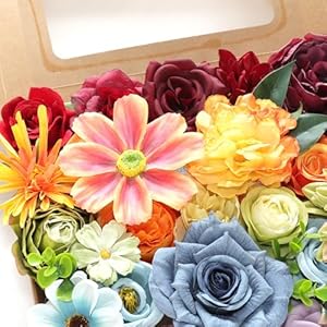 Astryas fake artificial flowers combo faux silk colorful flowers for spring summer diy wedding bridal bouquet centerpieces arrangements party bridal baby shower home decorations multicolor  urban country home decor