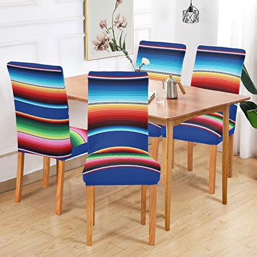 Xigua Mexican Serape Stripes Stretch Chair Covers Set Of 4 Removable Washable Dining Chair Slipcovers For Kitchen Dining Room Hotel Decor #TOP5