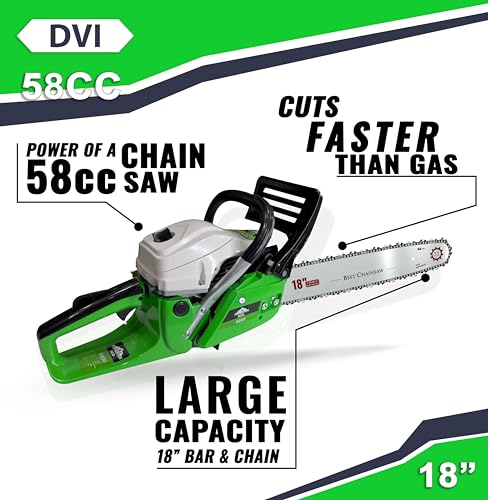 Image of DVI Heavy Duty Forester Chainsaw With 2 Stroke 58CC Air Cooled Petrol Engine Power With 18 inch inch Blade /Bar Ideal Use For Farm, Garden Tree Cutting, Wood Cutting.