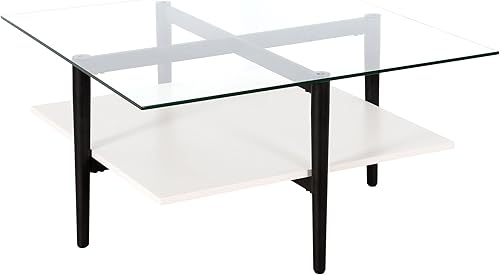 Miniatura 61 de Otto - Mesa de centro redonda de 36 pulgadas de ancho con estante MDF en latón/laca blanca Latón/blanco.,Oro/Nog,Bronce ennegrecido/mármol