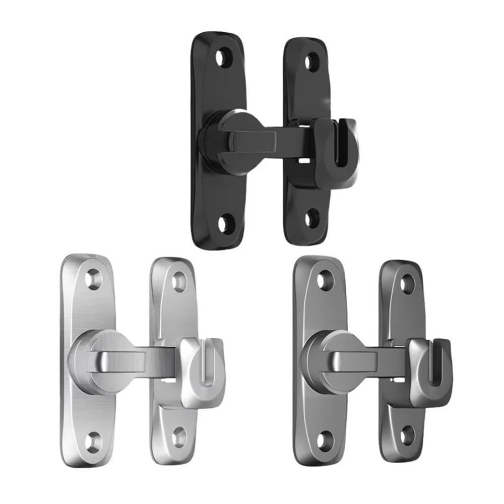 3Pcs Flip Door Latches,Aluminum 180 Degree Rotating Door Bolt,Thick Anti Rust Privacy Lock