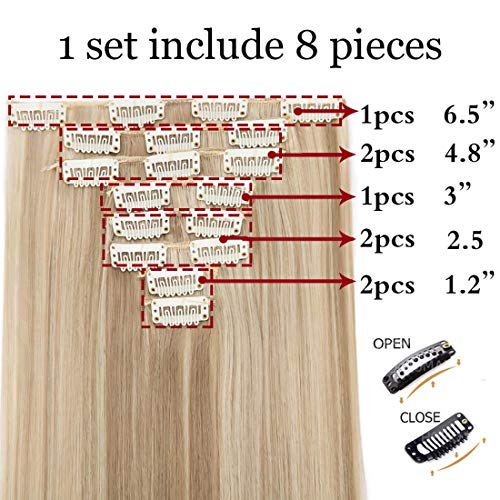 S-noilite Set 8pcs Clip in Hair Extensions