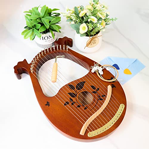 Inknote Lyre Harp, 16 Metal Strings Mahogany Lyre Harp With Tuning Wrench thumb #1