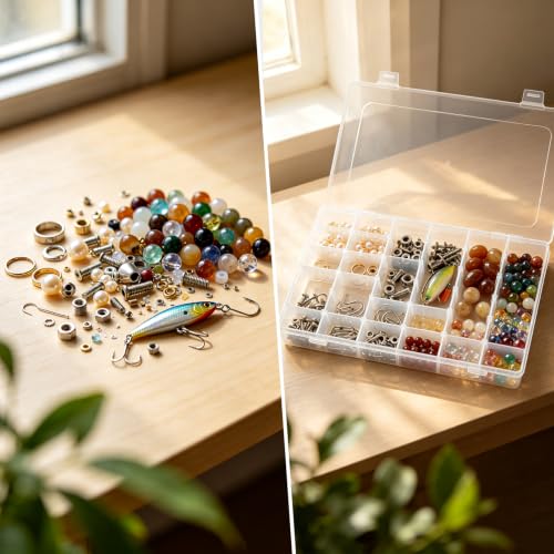 Image of Guyuyii 6 Pcs Clear Plastic Organizer Box with Adjustable Dividers, 36 Grid Small Storage Case, Transparent Craft Organizer Container for Beads, Jewelry, Screws, Fishing Tackle, Art Supplies, Hardware