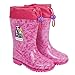PERLETTI Stivaletti Pioggia Bambina Rainbow High - Stivali Impermeabili Color Viola con Scritte Fucsia - Scarponcini Bimba Suola Antiscivolo Rosa - Galosce con Chiusura Coulisse (Fucsia, 28/29 EU)